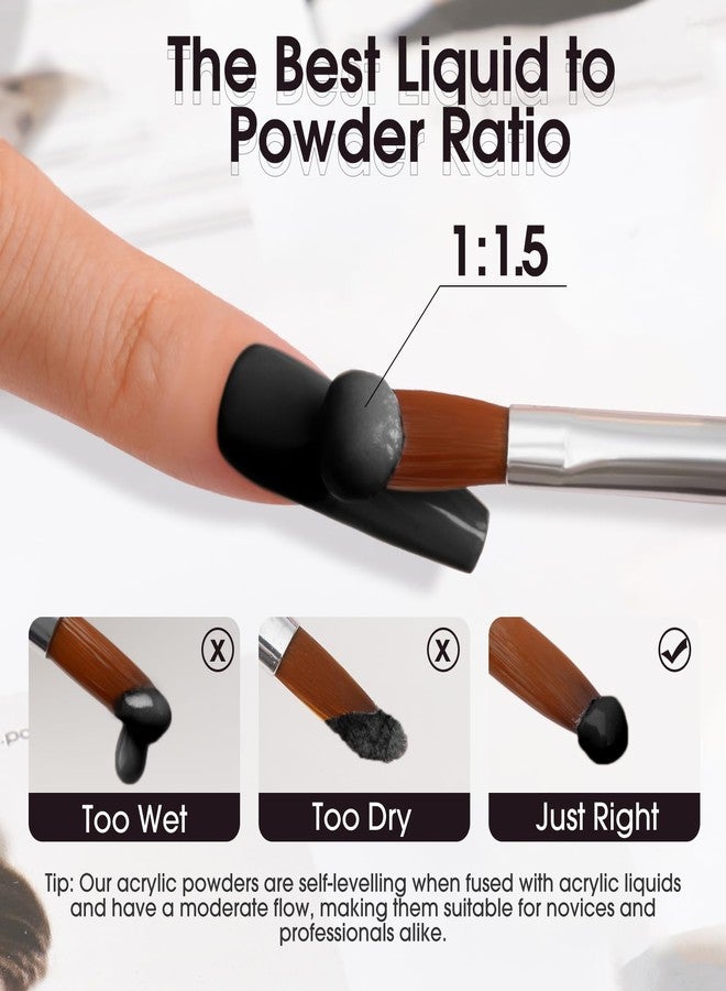 Rosalind Black Acrylic Nail Powder 50g/1.76oz - Crystal Polymer Black Nail Powder for Acrylic Extension, No Lamp Needed - Image 4